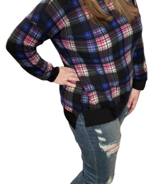 colorful plaid weekender tee in navy multi