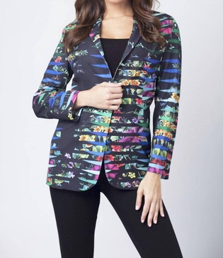 floral blazer in black multi