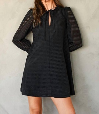 women's seersucker mini dress in black
