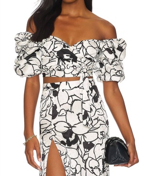 zano top in floral noir print