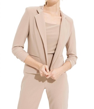 cropped blazer in latte