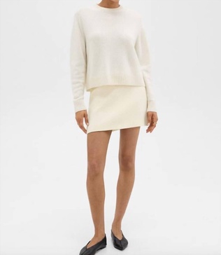 tweed high-waist mini skirt in ivory