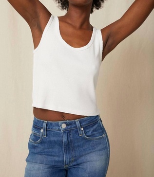 cropped rib tank in white