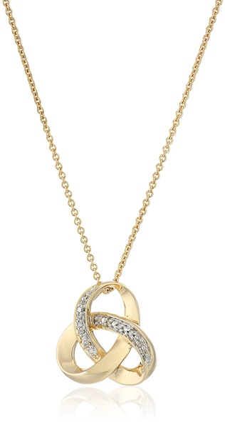 Amazon Essentials womens 18K Gold over Sterling Silver Diamond Knot Pendant Necklace (previously Amazon Collection)