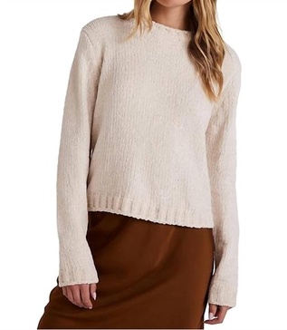 crew neck chenille sweater in opal ivory