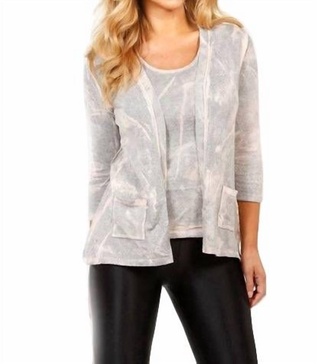 bleach cableknit pocket cardigan in marble