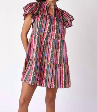 mila dress in botanic stripe