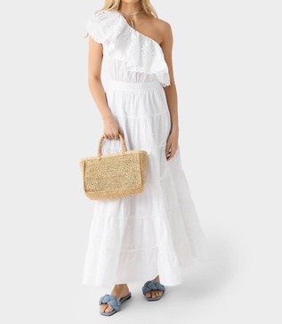 rodo asymmetrical maxi dress in white