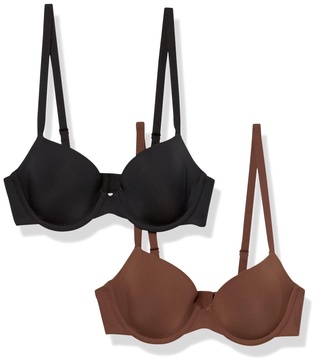 Amazon Essentials Women's Demi Cup Microfiber Bra with Adjustable Straps - Discontinued Colors, Pack of 2