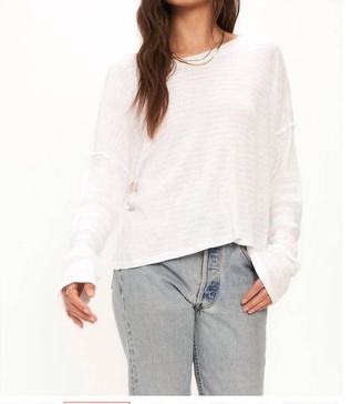 nelly low back striped rib longsleeve in white
