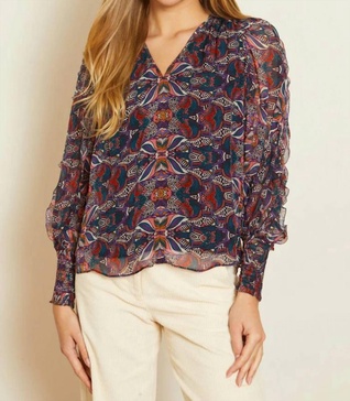 flora top in kaleidoscope leaves