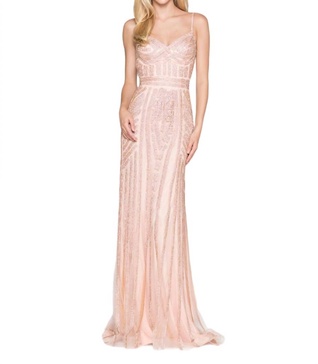 rhinestone prom dress in blush