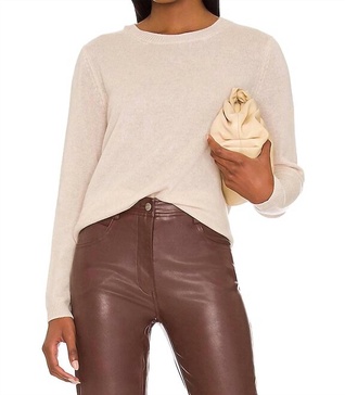 high low crewneck sweater in cream
