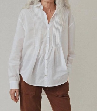 pintuck flowy shirt in white
