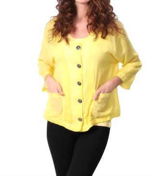 oil wash pocket cardigan in yellow