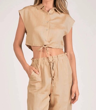 jamie crop top in taupe