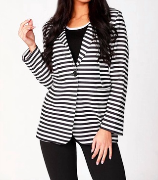 striped blazer in white/black