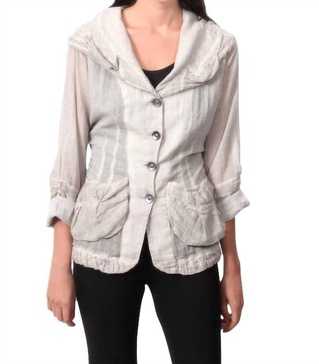 oil wash hooded button-up cardigan in sand