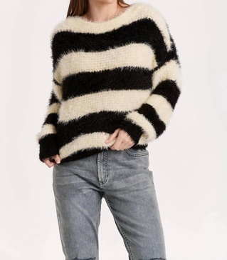 isadora striped sweater in black/cream