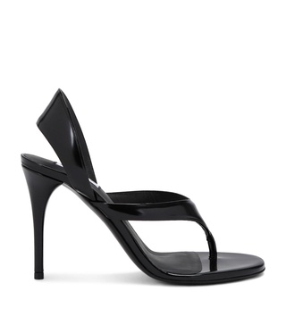 Leather Tong Heeled Sandals 90