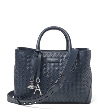 Midi Woven Leather London Tote Bag