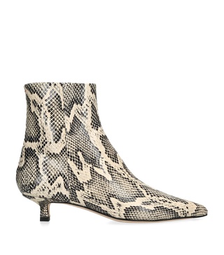 Leather Snake Print Sofia Heeled Boots 35