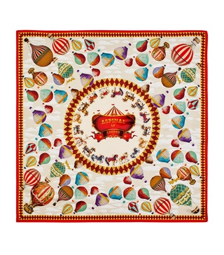 Silk Hot Air Balloon Print Scarf
