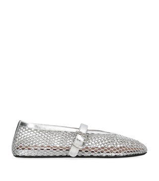Metallic Net Mary Jane Ballerina Flats