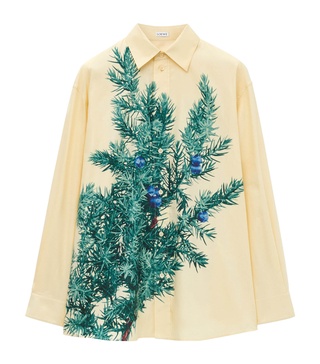 Cotton-Silk Juniper Branch Shirt