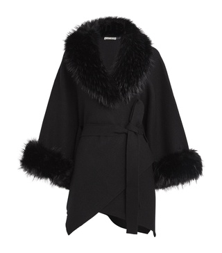 Faux Fur-Trim Joanna Cardigan