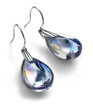 Sterling Silver Fleurs de Psydelic Iridescent Clear Earrings
