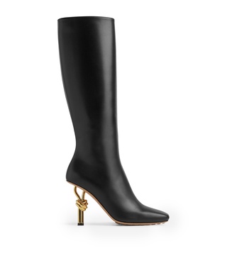 Leather Knot Knee-High Boots 90