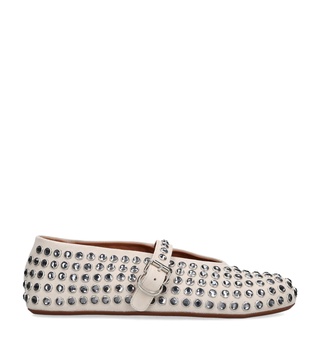 Suede Embellished Ballet Flats