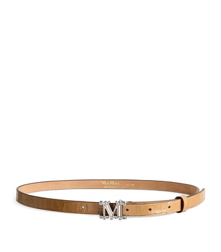 Croc-Print Monogram Belt