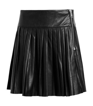 Lambskin Pleated Mini Skirt