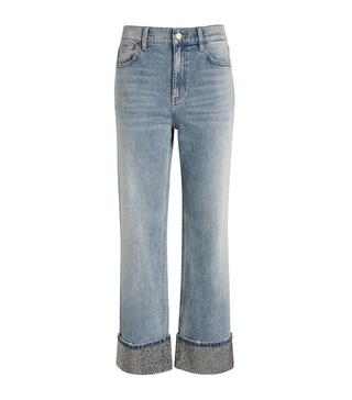 Embellished-Cuff Weezy Jeans