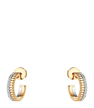Mixed Gold and Diamond Quatre Hoop Earrings