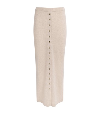 Wool-Cashmere Buttoned Maxi Skirt
