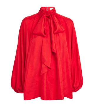 Silk Crush Pussybow Blouse