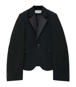 Wool-Blend Exaggerated-Sleeve Blazer