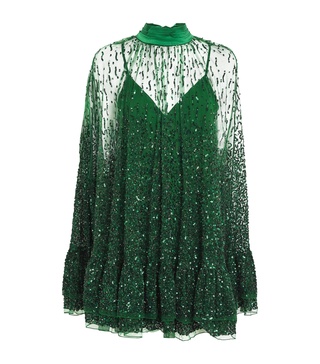 Embellished-Cape Zenon Mini Dress