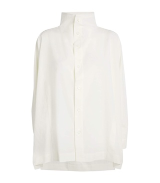 Cotton Button-Shoulder Oversized Shirt