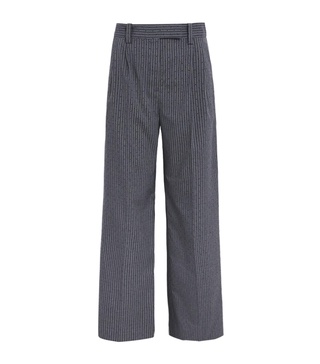 Rhinestone Pinstripe Wide-Leg Trousers