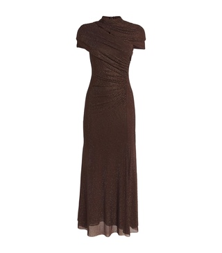 Mesh Rhinestone Midi Dress