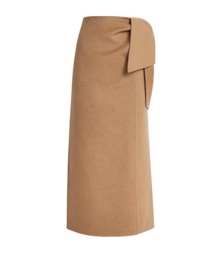 Camel Wool Midi Skirt