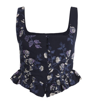 Floral-Embroidered Crop Top