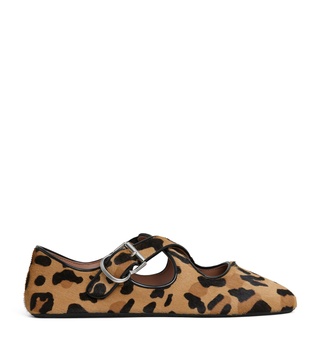Leopard Print Criss-Cross Ballet Flats