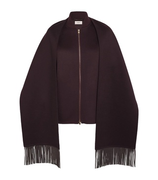 Cashmere Scarf-Neck Bomber Jacket