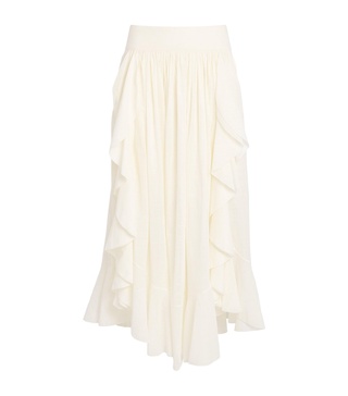 Cotton Ruffled Maxi Skirt
