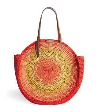 Large Raffia Round Tote Bag